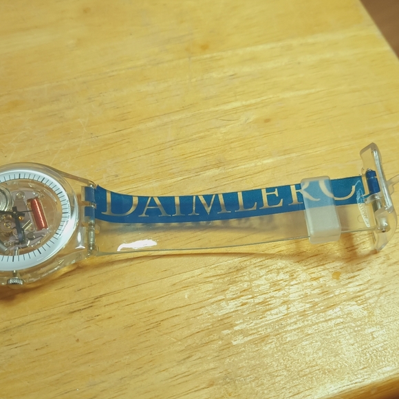 X Swatch Daimler Chrysler Skeleton Clear Acrylic Case & PU Band 3 Hand - Picture 6 of 8